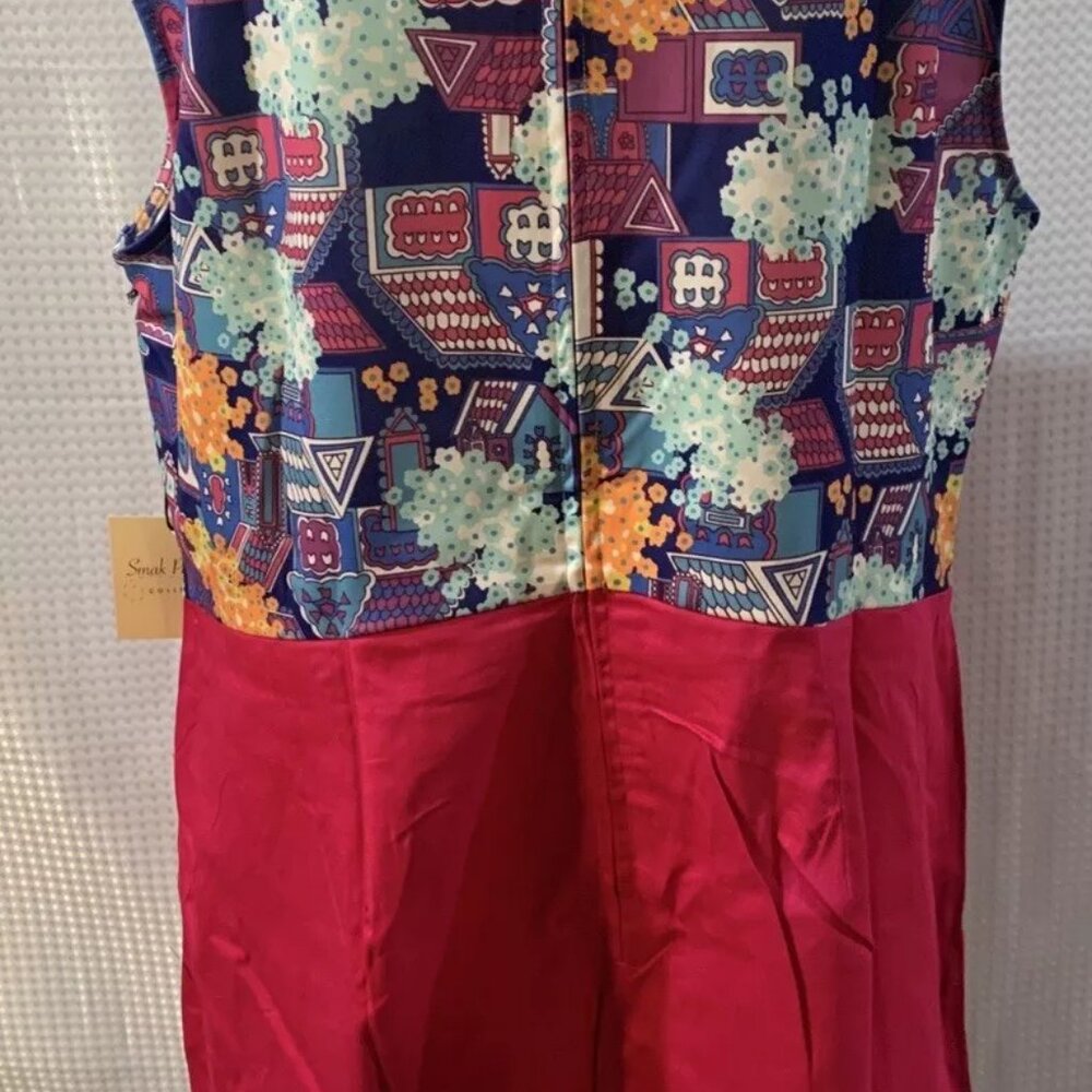 NWT 2X 18 Smak Parlour Fuchsia & Fancy Houses & Flowers Mini Dress - Picture 7 of 13